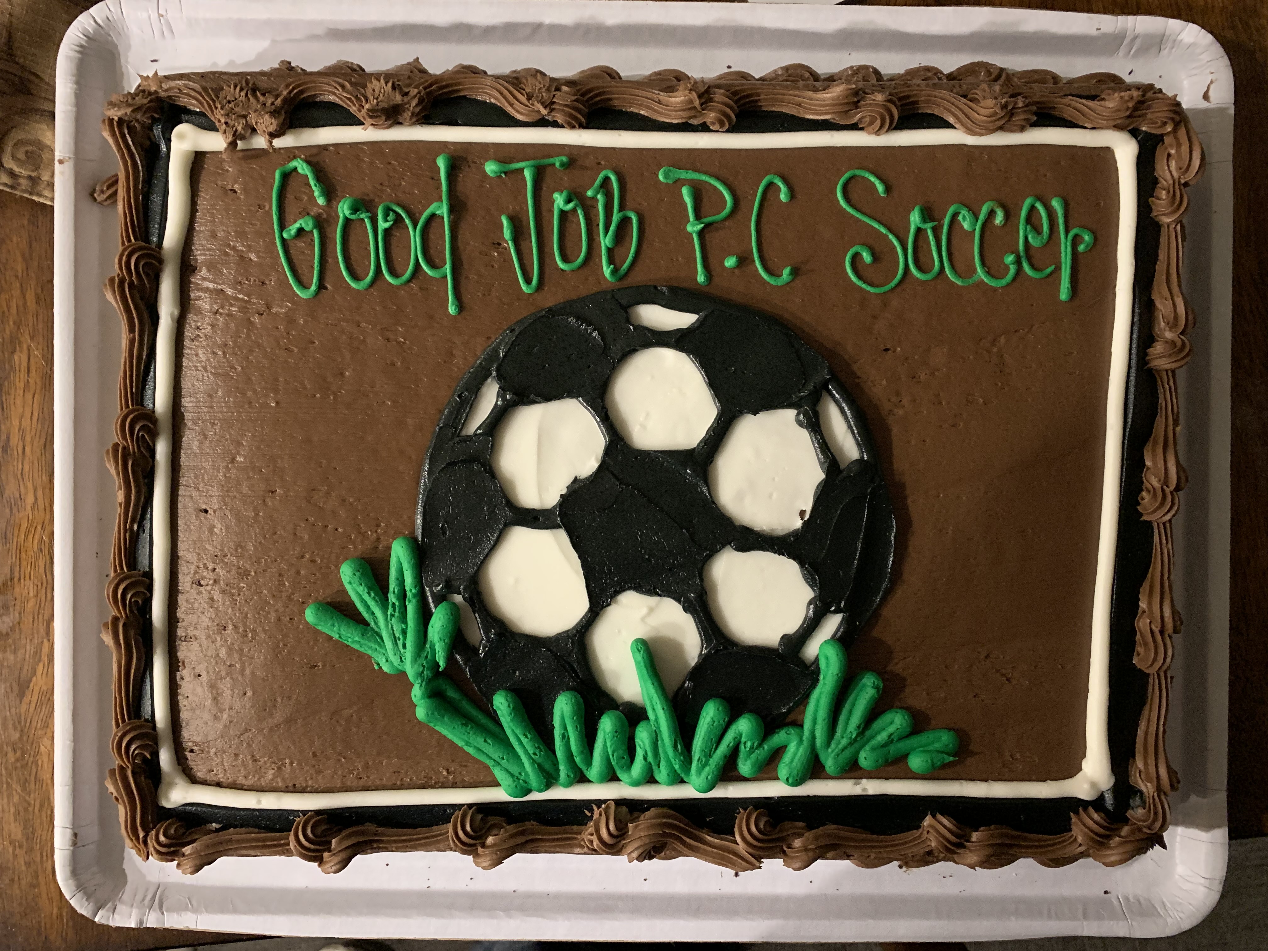 The Victory Cake: 'Good Job P.C. Soccer'